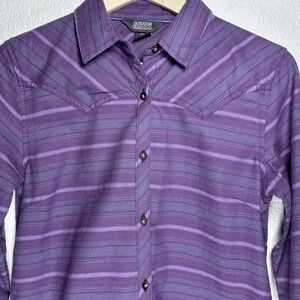 Outdoor Research Women's Pilchuck L/S Flannel Striped Western Shirt Purple Small